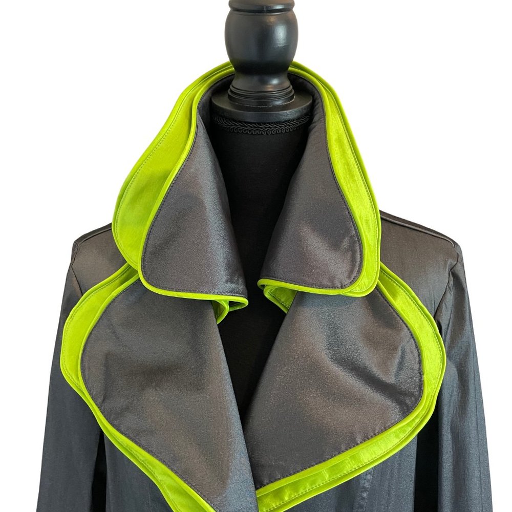 Joseph Ribkoff Gray/Lime Green Fall/Spring Coat - Size 12  RARE! - Picture 3 of 8